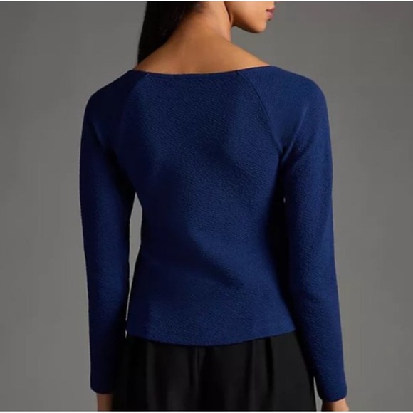 Anthropologie Maeve Blue Sweetheart Neckline Stretch‎ Top Women Size Medium NWT - Picture 3 of 9